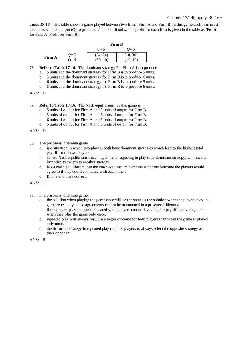 Chapter 17 Oligopoly Sec02 Multiple Choice - Page 9