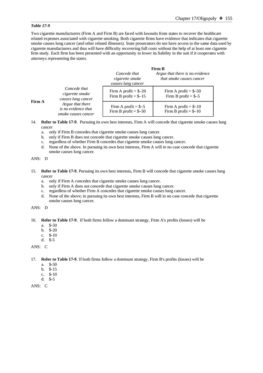 Chapter 17 Oligopoly Sec02 Multiple Choice - Page 13