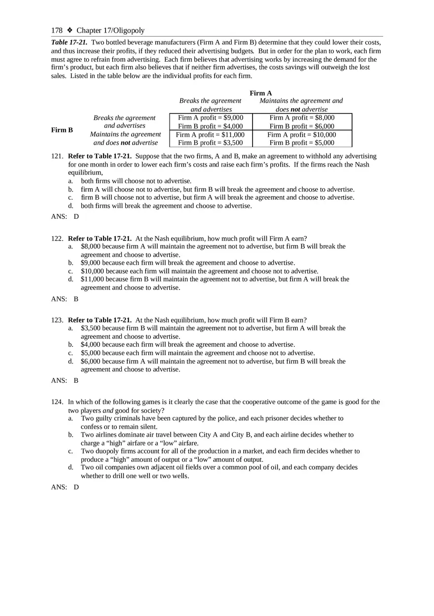 Chapter 17 Oligopoly Sec02 Multiple Choice - Page 19