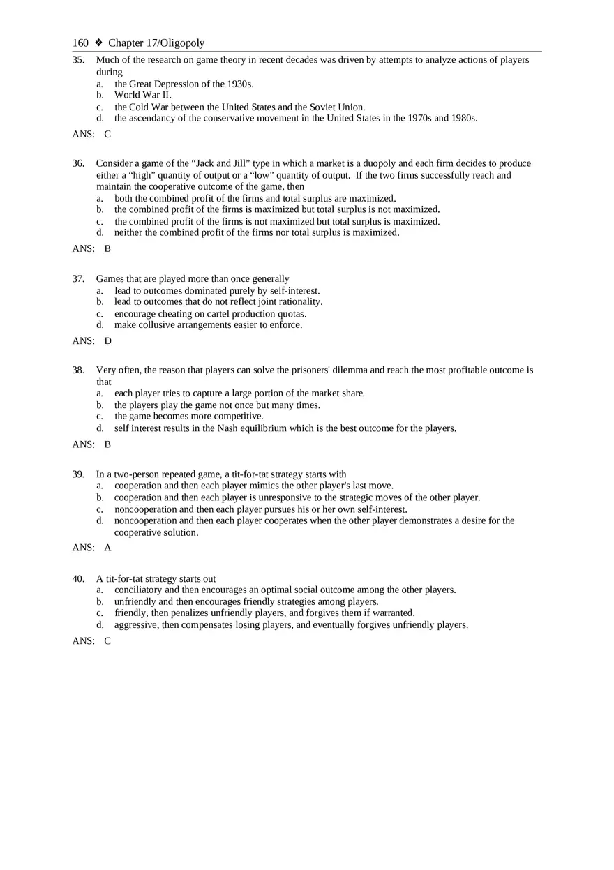 Chapter 17 Oligopoly Sec02 Multiple Choice - Page 25