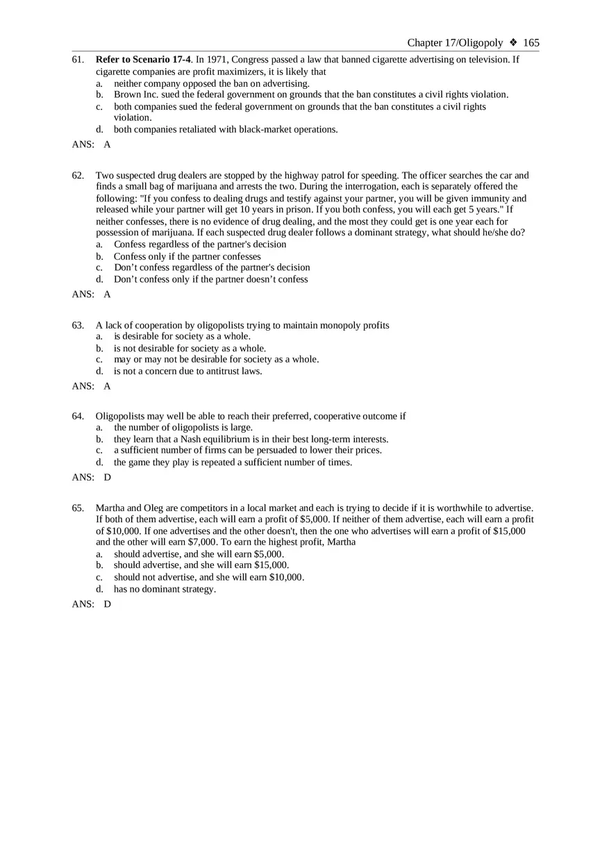 Chapter 17 Oligopoly Sec02 Multiple Choice - Page 5