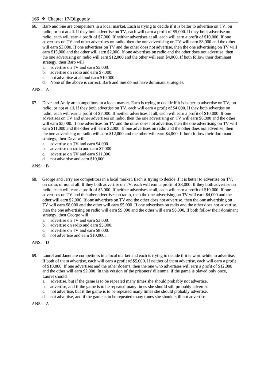 Chapter 17 Oligopoly Sec02 Multiple Choice - Page 6