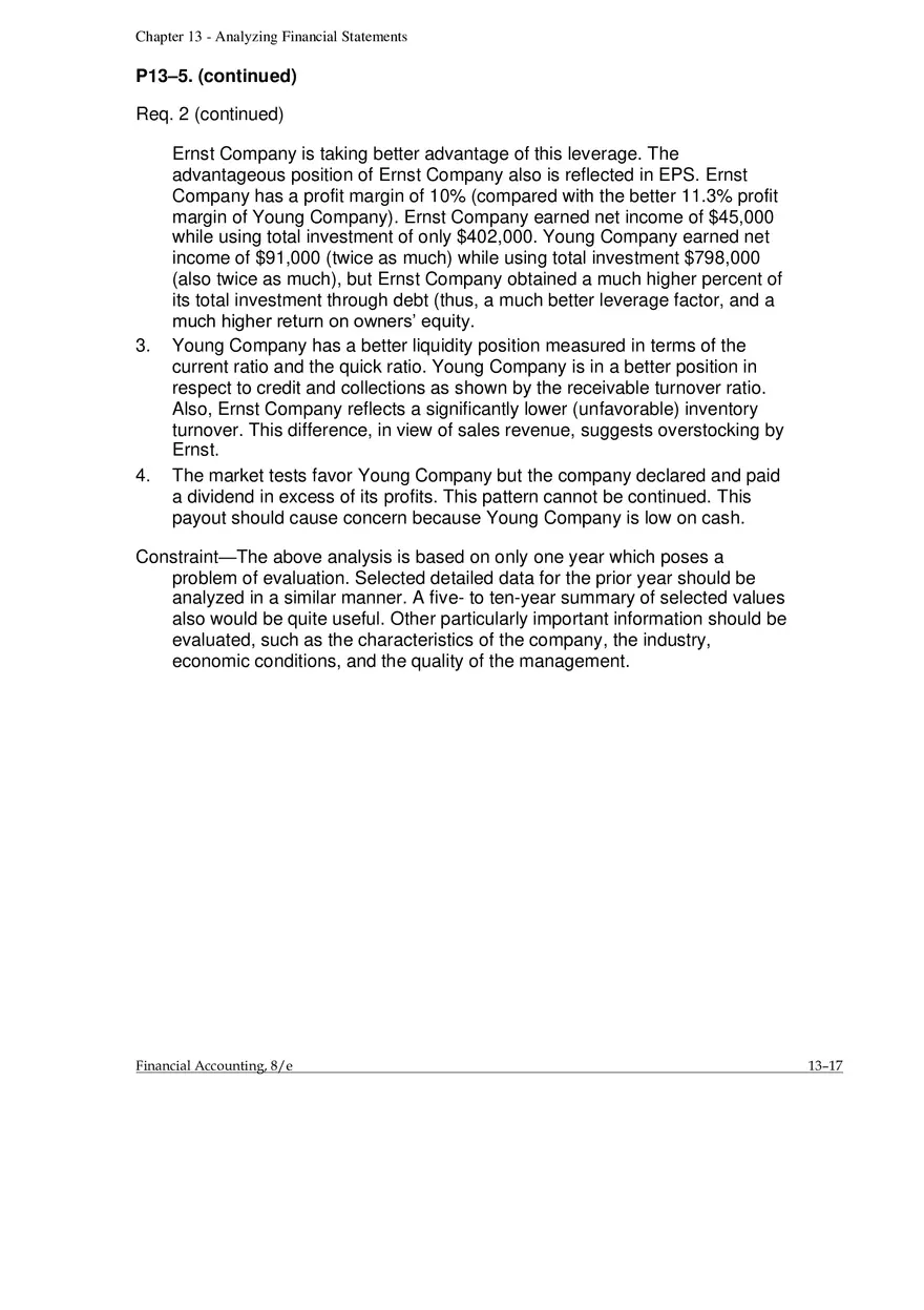 Chapter 13 Analyzing Financial Statements Alternate Problems - Page 4