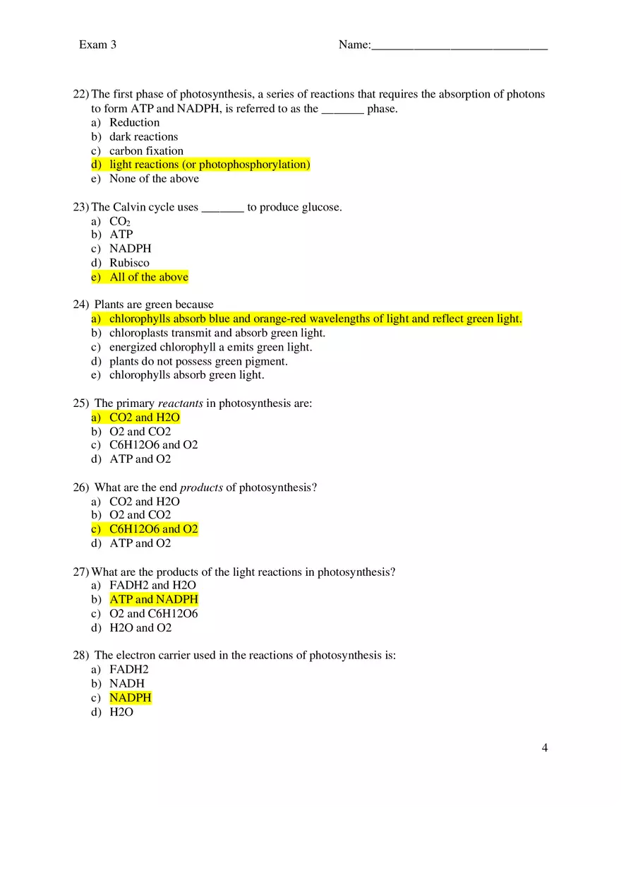Biology Exam 3 - Page 4