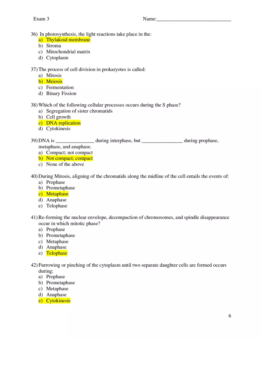 Biology Exam 3 - Page 6