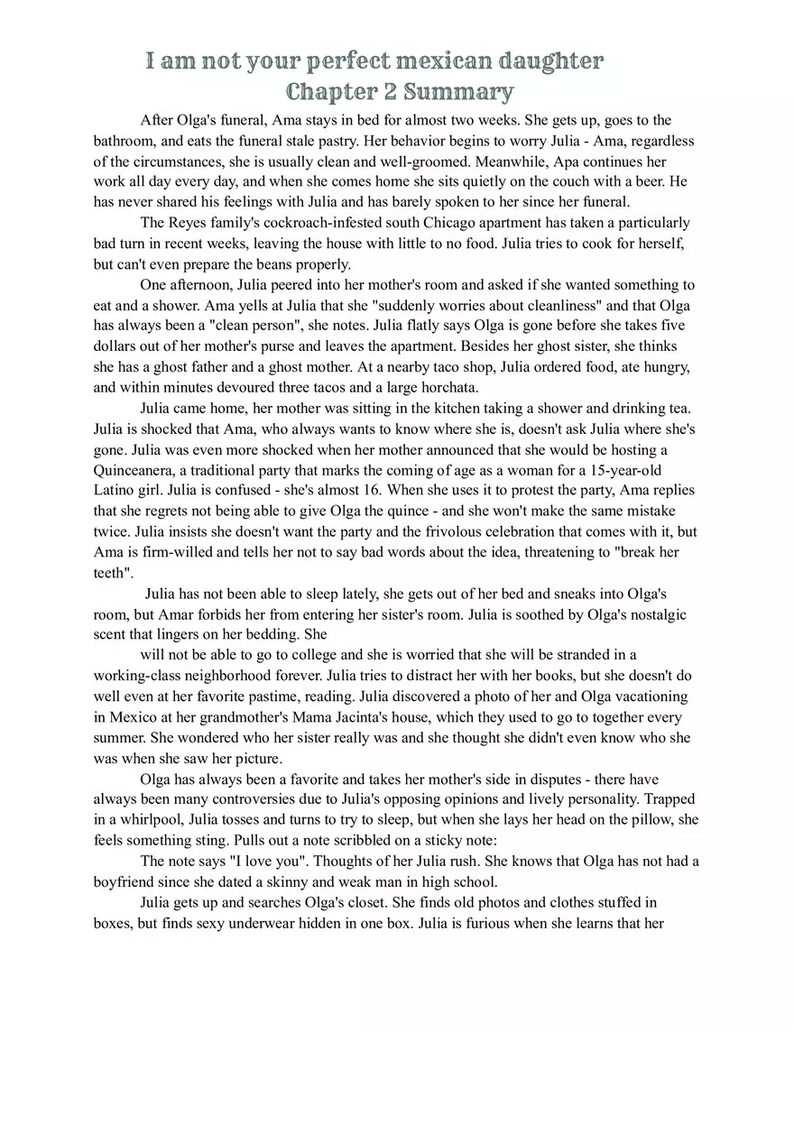 I am not Your Perfect Mexican Daughter Chapter 2 Summary - Page 1