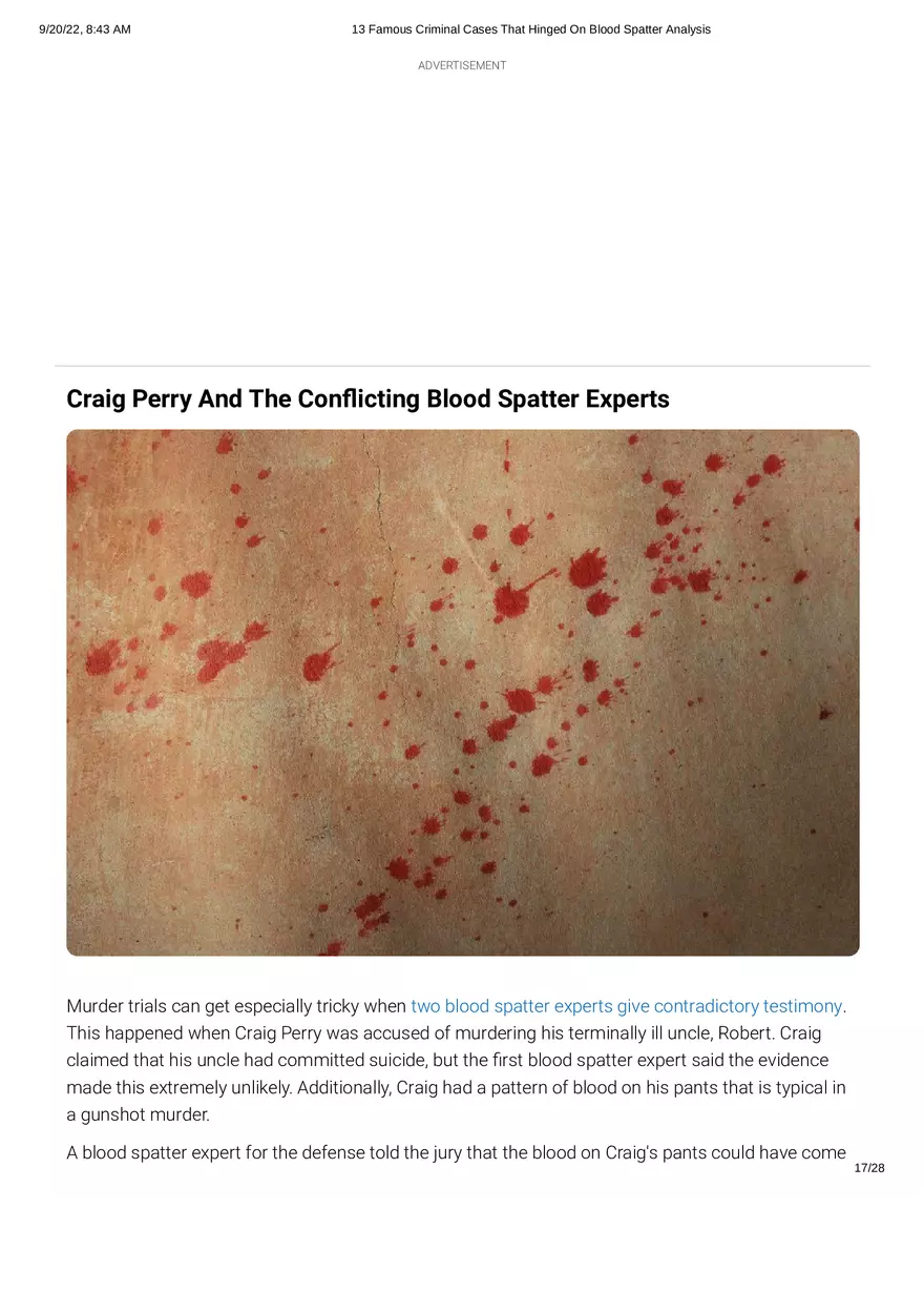 13 Famous Criminal Cases That Hinged On Blood Spatter Analysis - Page 9