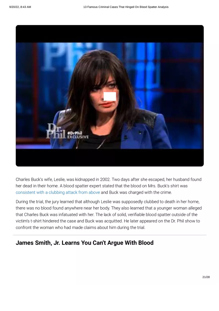 13 Famous Criminal Cases That Hinged On Blood Spatter Analysis - Page 14