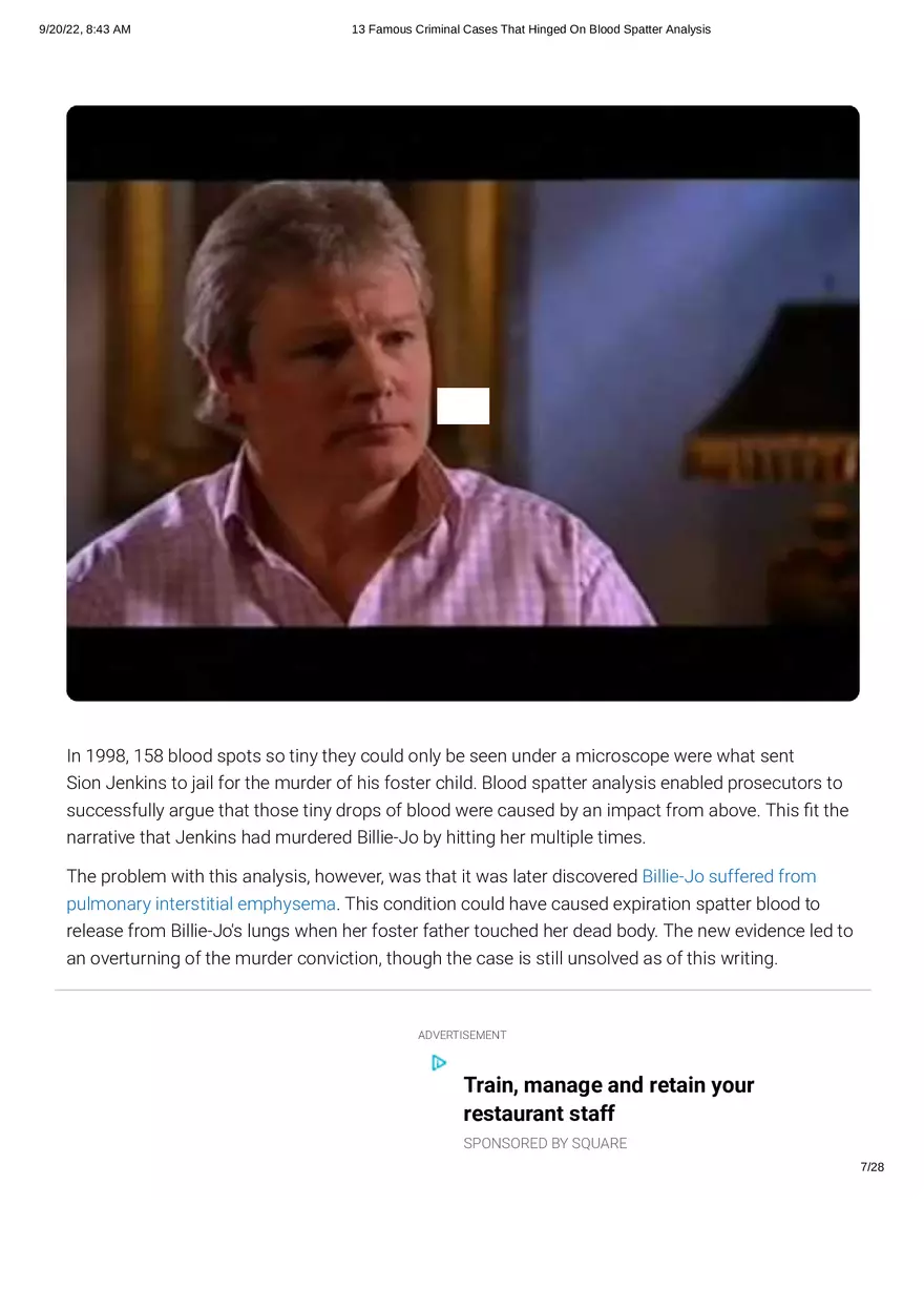 13 Famous Criminal Cases That Hinged On Blood Spatter Analysis - Page 19