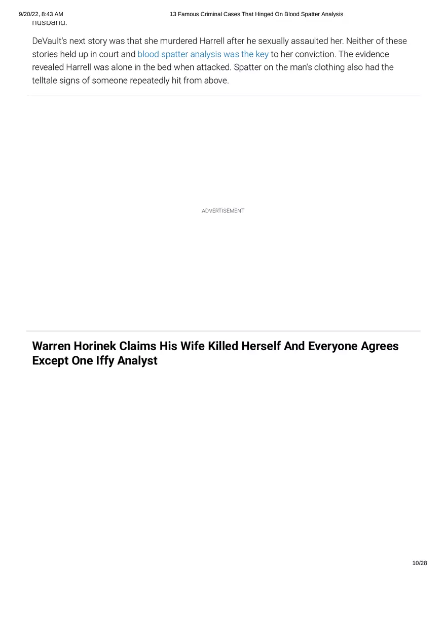 13 Famous Criminal Cases That Hinged On Blood Spatter Analysis - Page 22