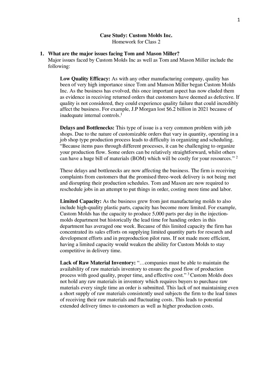 Case Study Custom Molds Inc - Page 1