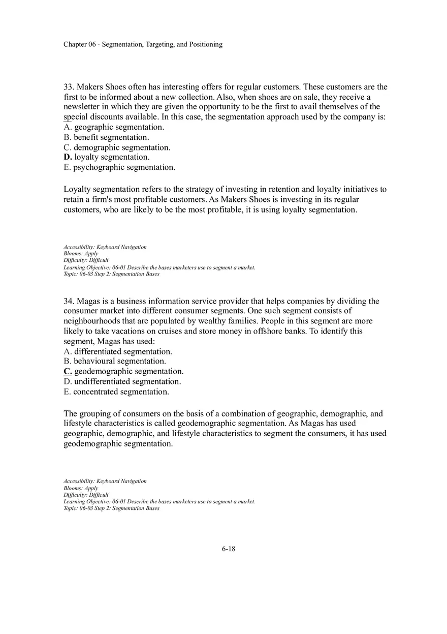 Segmentation, Targeting, and Positioning Multiple Choice  Part 2 - Page 7