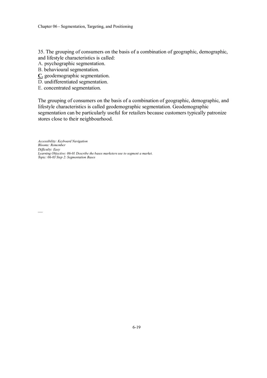 Segmentation, Targeting, and Positioning Multiple Choice  Part 2 - Page 8