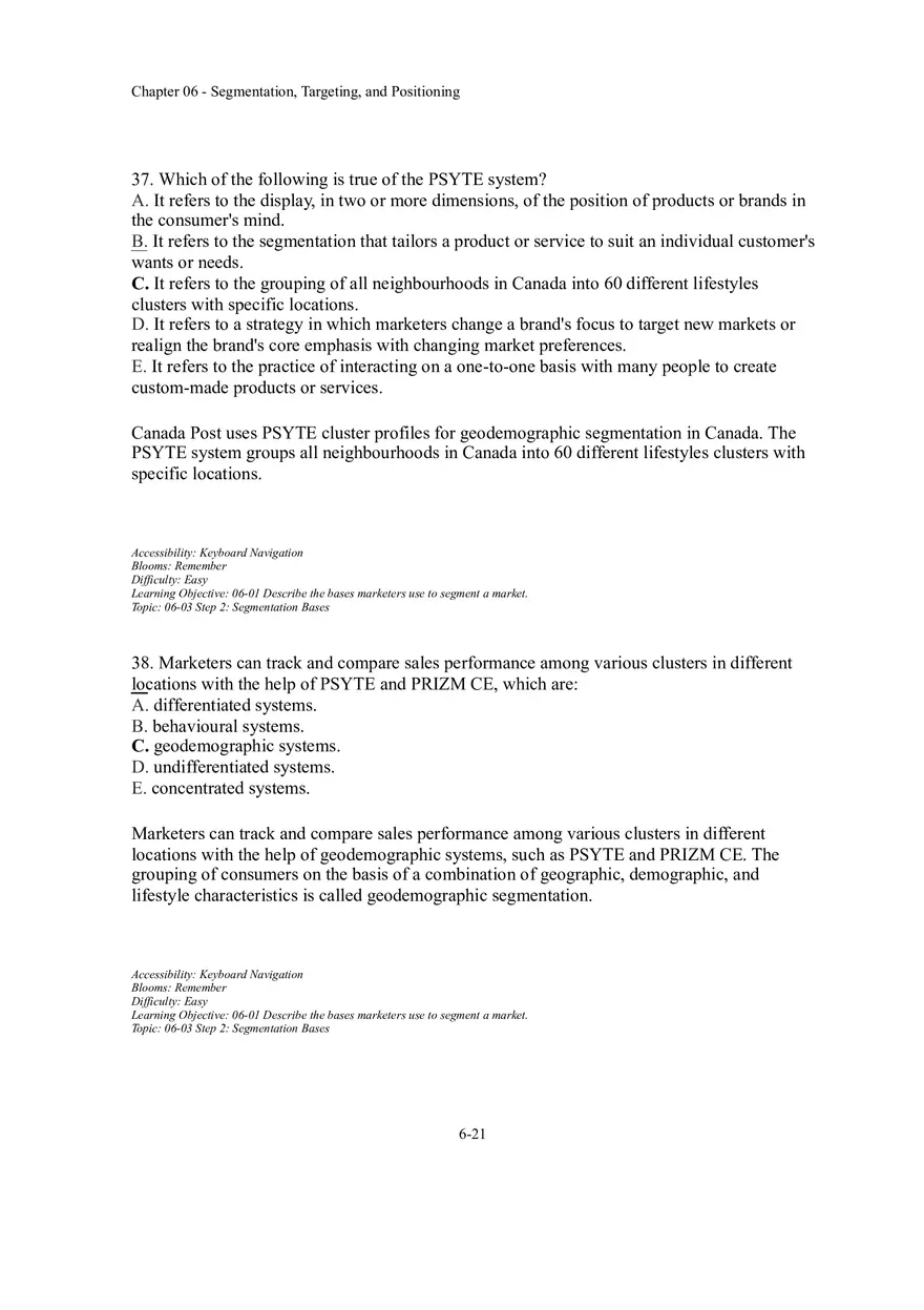 Segmentation, Targeting, and Positioning Multiple Choice  Part 2 - Page 10