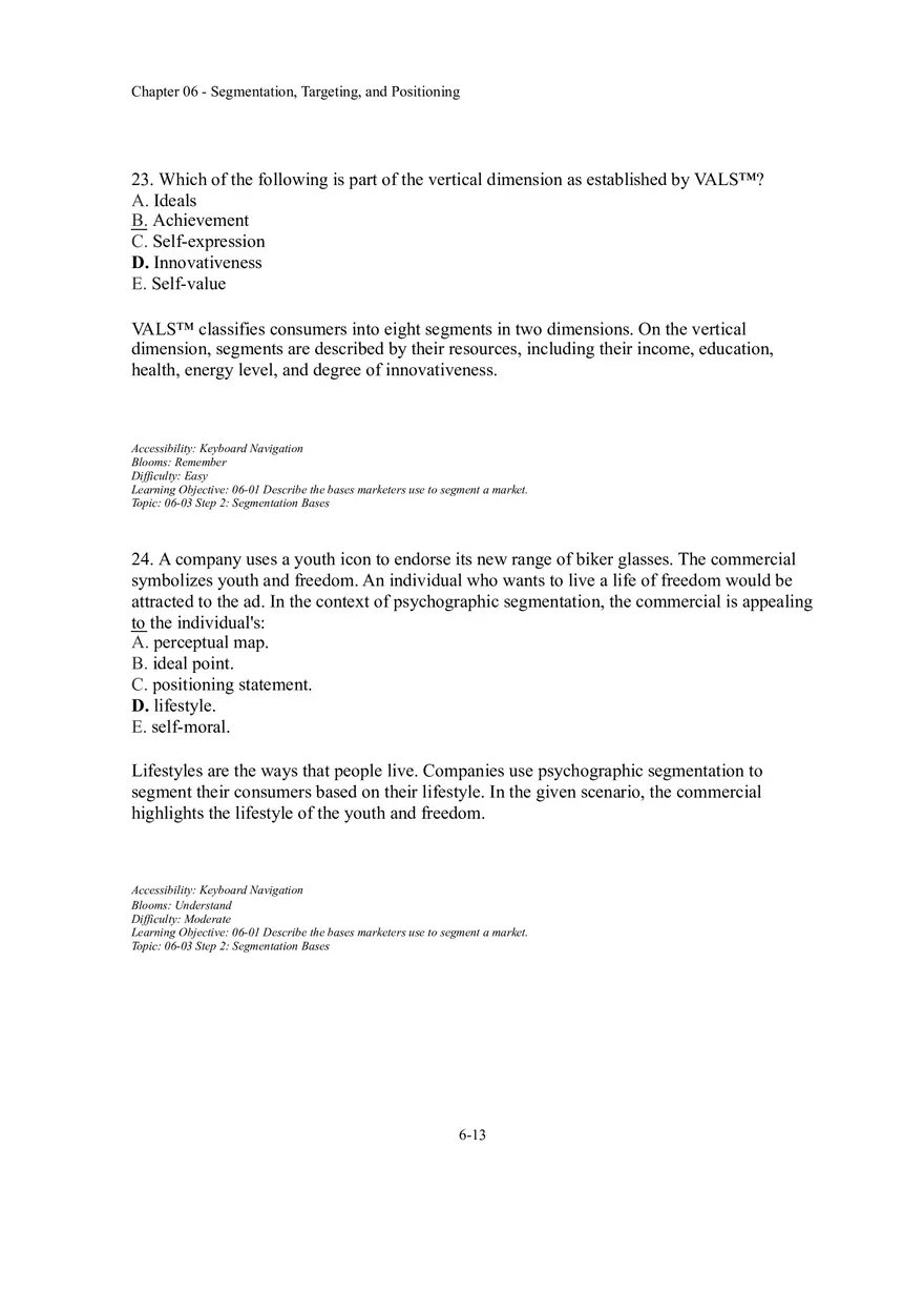 Segmentation, Targeting, and Positioning Multiple Choice  Part 2 - Page 1