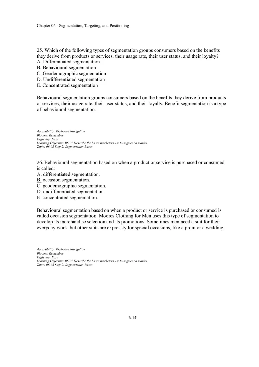 Segmentation, Targeting, and Positioning Multiple Choice  Part 2 - Page 2