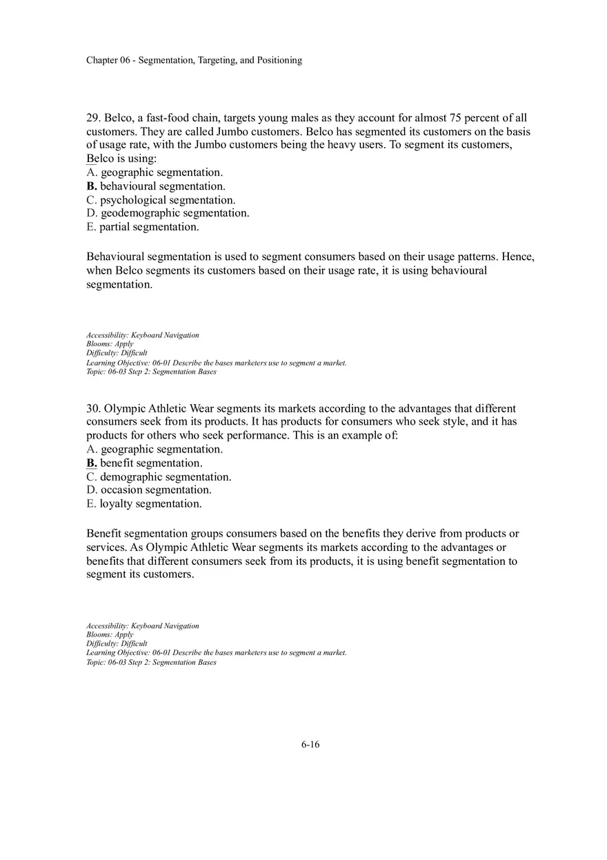 Segmentation, Targeting, and Positioning Multiple Choice  Part 2 - Page 5