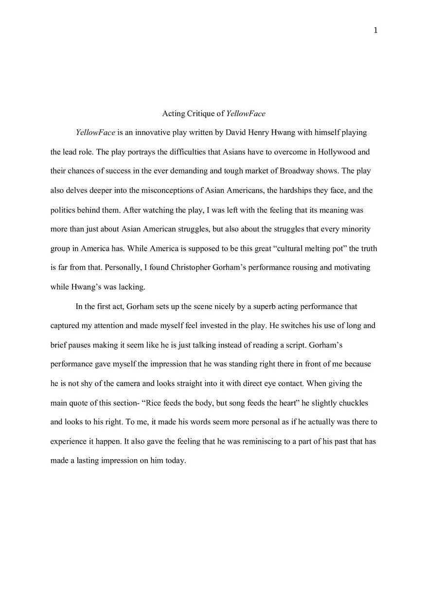 Acting Critique of YellowFace - Page 1