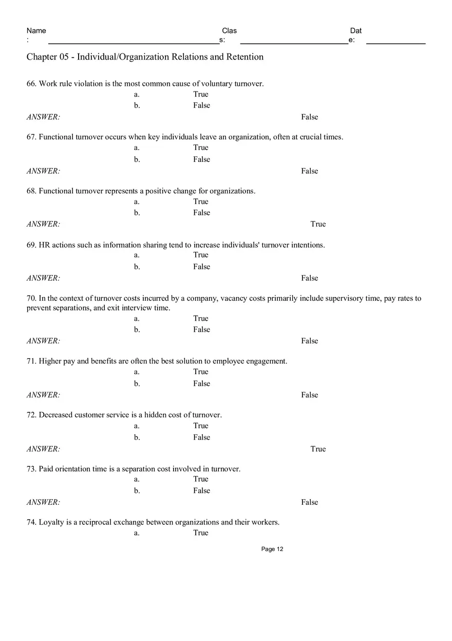 Chapter 05 Individual Organization Relations and Retention True False - Page 3