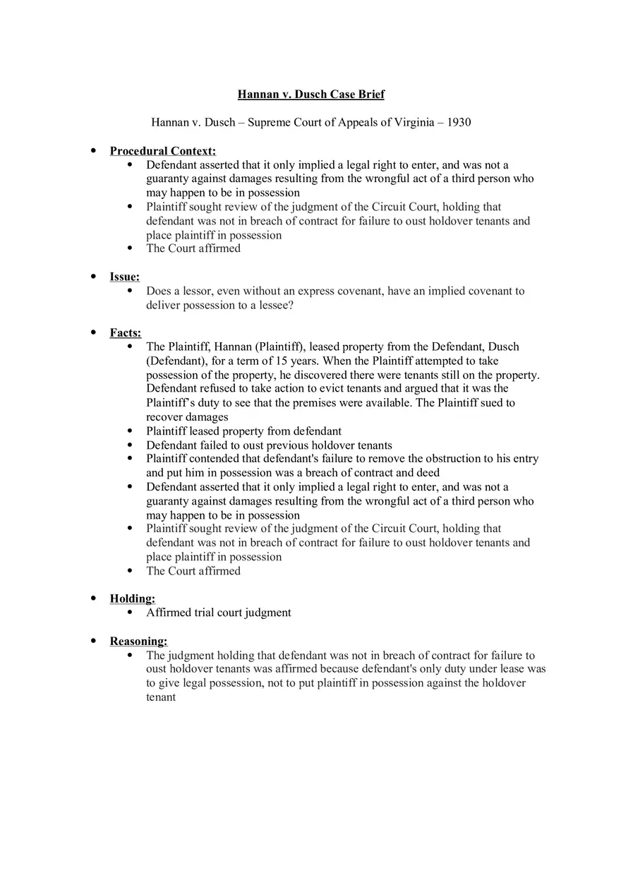 Hannan v. Dusch Case Brief - Page 1