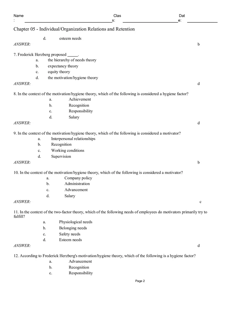 Chapter 05 Individual Organization Relations and Retention Multiple Choice - Page 2