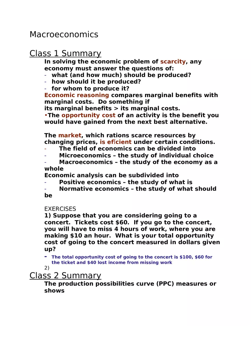 Macroeconomics Study Guide - Page 1