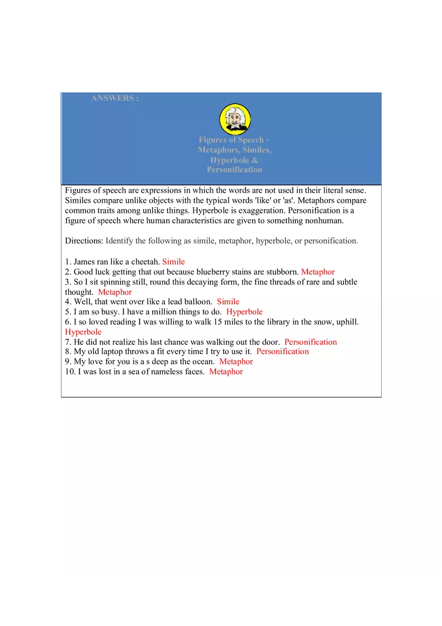 Metaphors, Similes, Hyperbole & Personification - Page 2