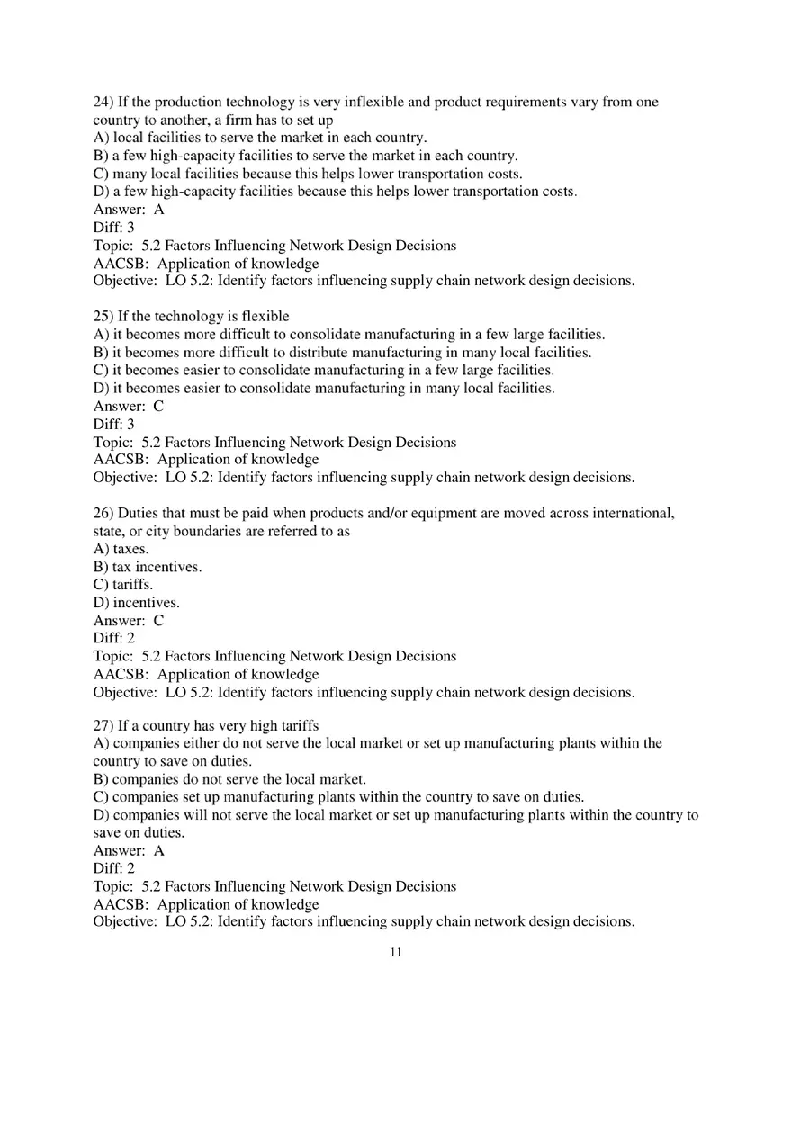 Chapter 5 Network Design in the Supply Chain Multiple Choice 1 - Page 7