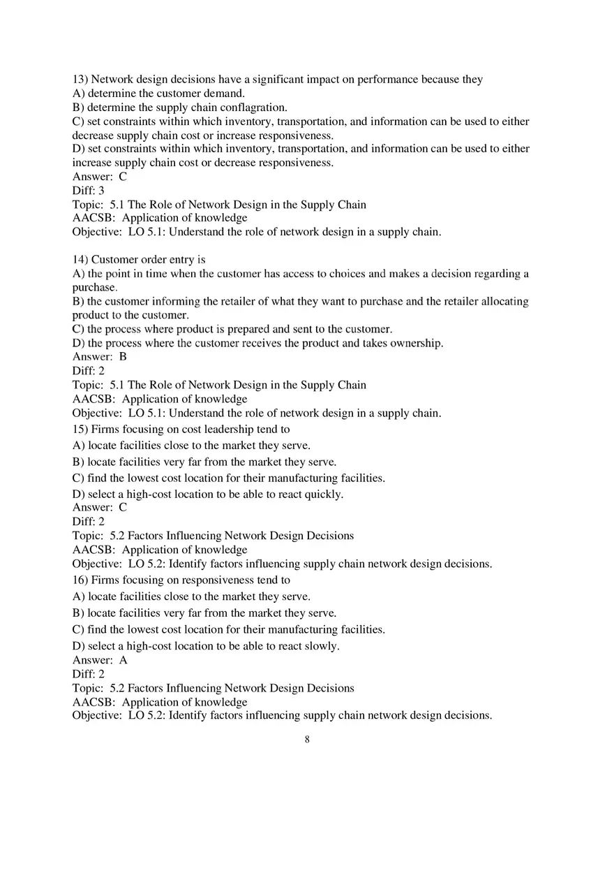 Chapter 5 Network Design in the Supply Chain Multiple Choice 1 - Page 4