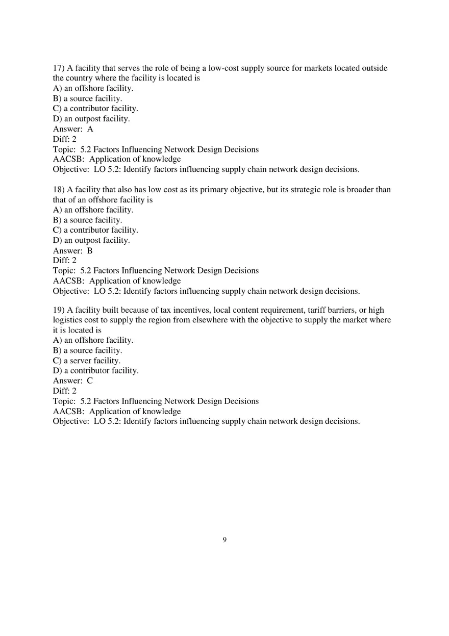 Chapter 5 Network Design in the Supply Chain Multiple Choice 1 - Page 5
