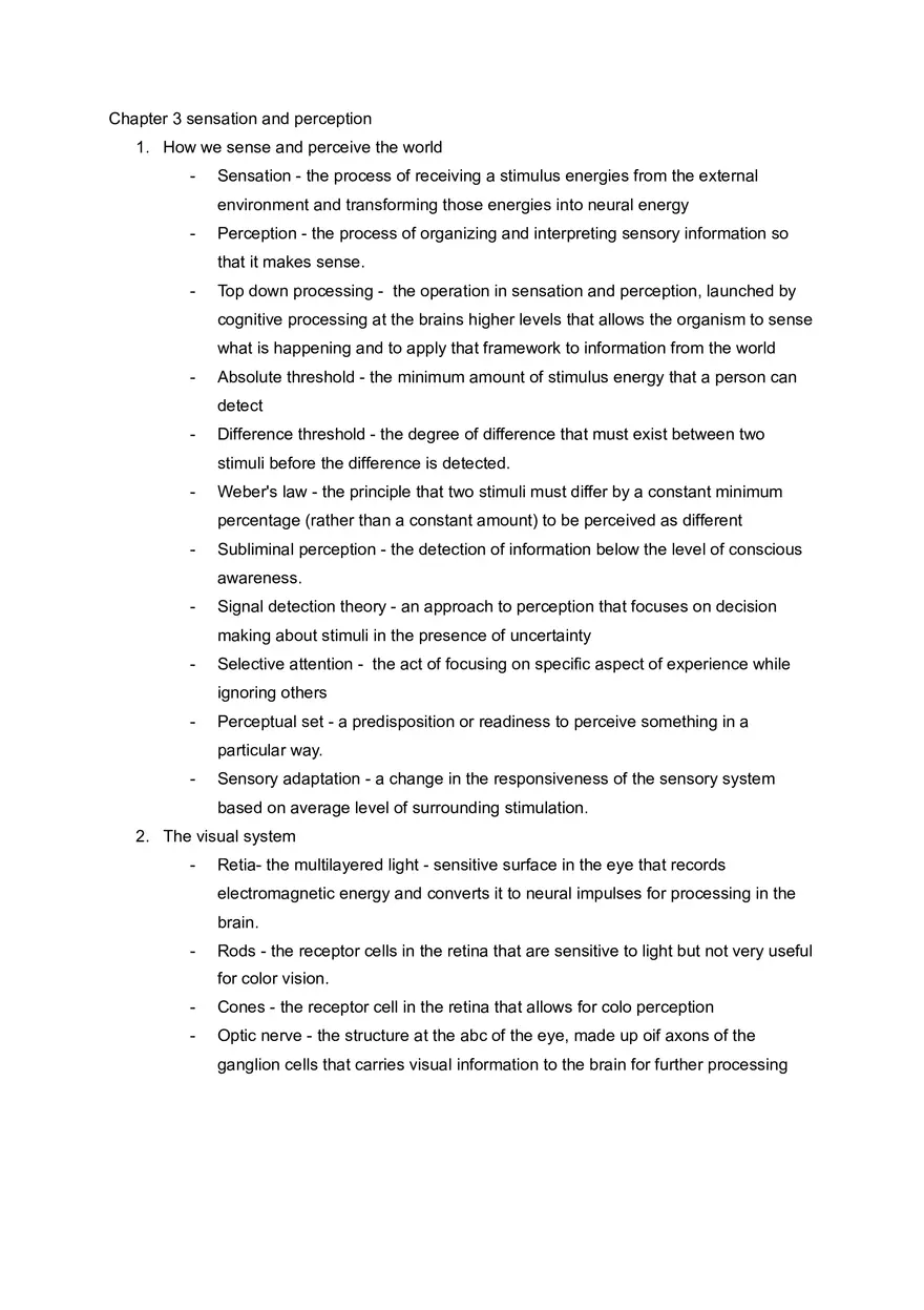 Chapter 3 Sensation and Perception - Page 1