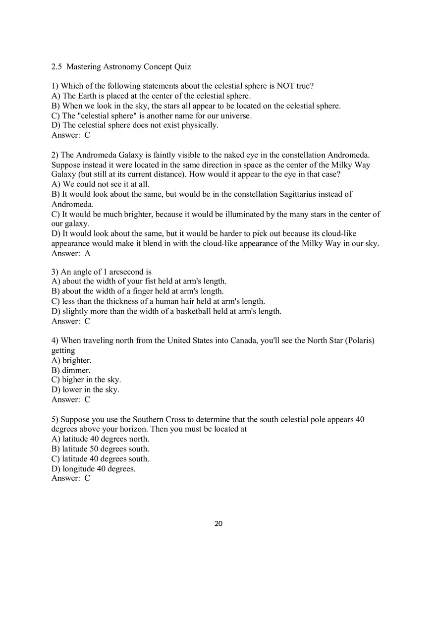 2.5 Mastering Astronomy Concept Quiz - Page 1