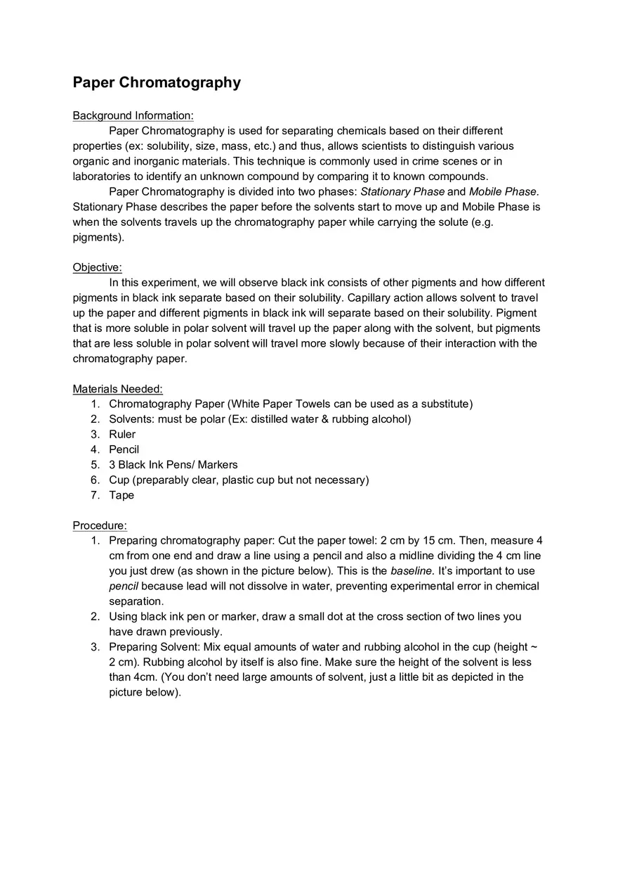 Paper Chromatography Lab - Page 1
