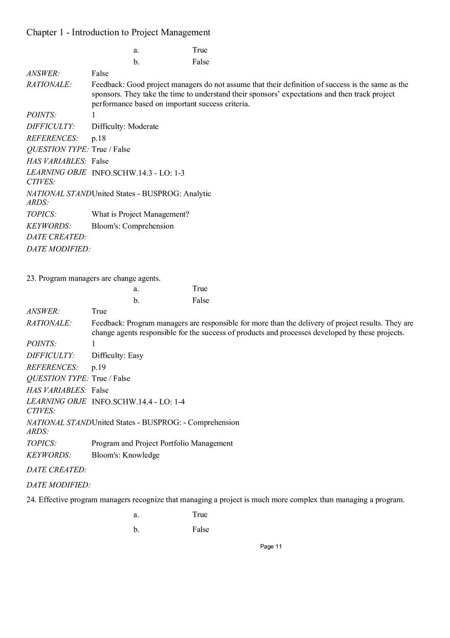 Chapter 1 Introduction to Project Management True False - Page 3