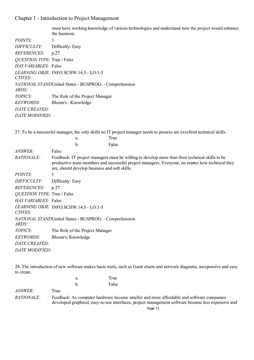 Chapter 1 Introduction to Project Management True False - Page 5