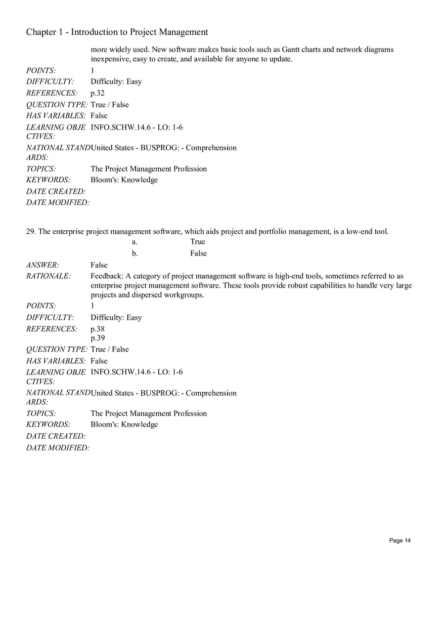 Chapter 1 Introduction to Project Management True False - Page 6
