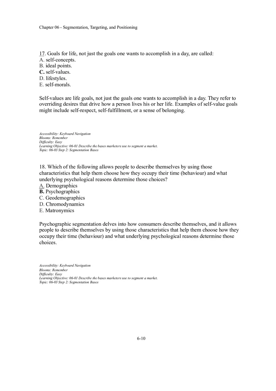 Segmentation, Targeting, and Positioning Multiple Choice  Part 1 - Page 8