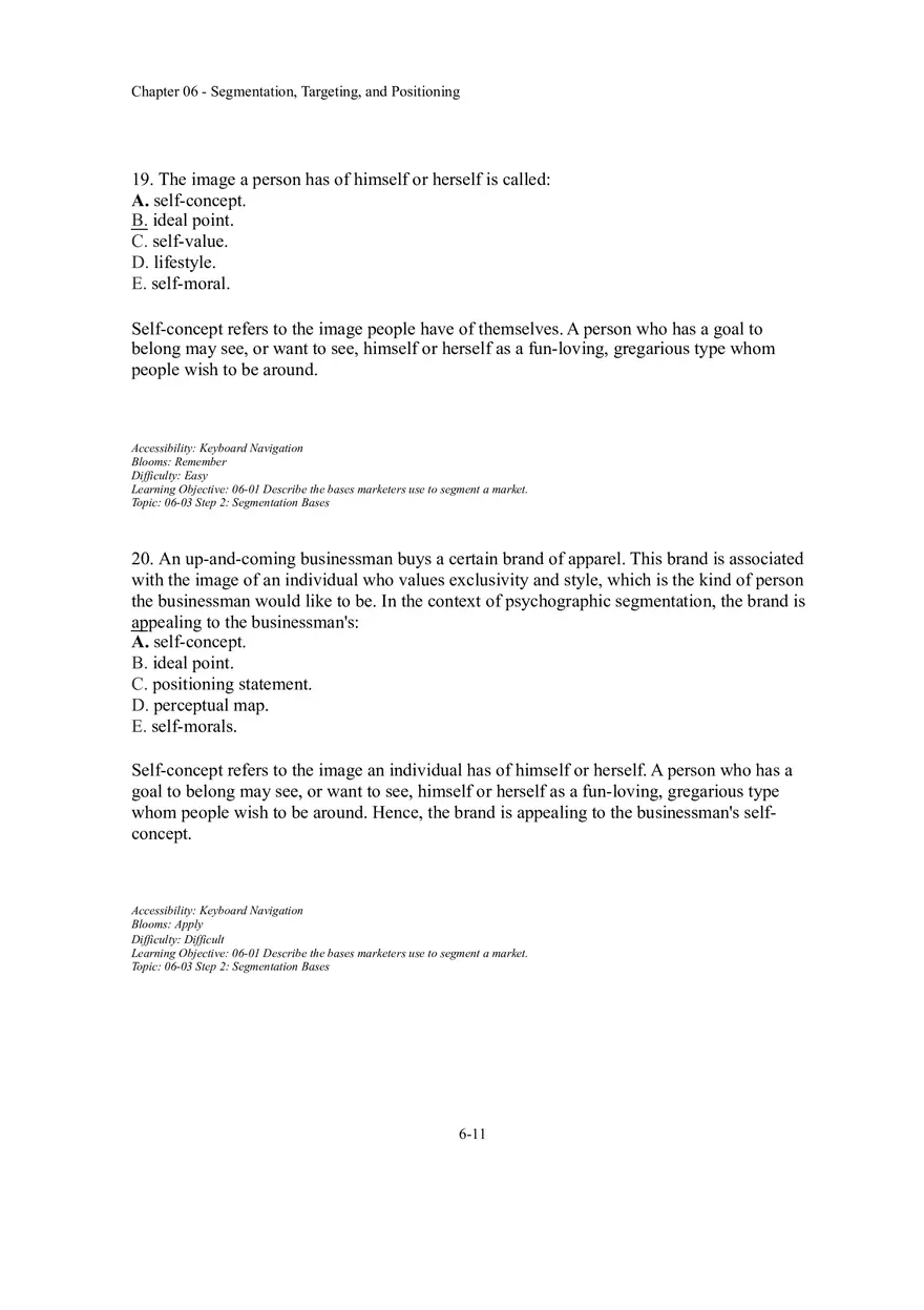 Segmentation, Targeting, and Positioning Multiple Choice  Part 1 - Page 9