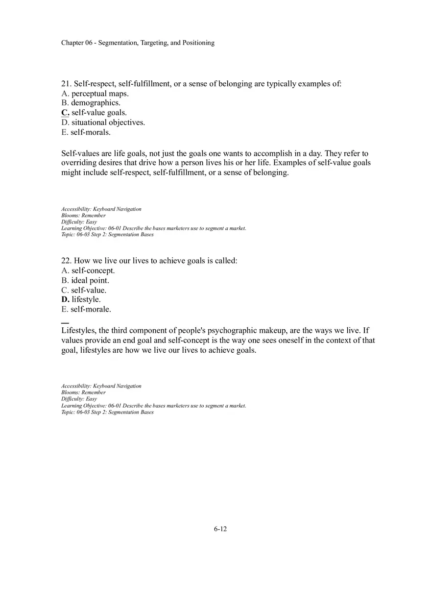 Segmentation, Targeting, and Positioning Multiple Choice  Part 1 - Page 10