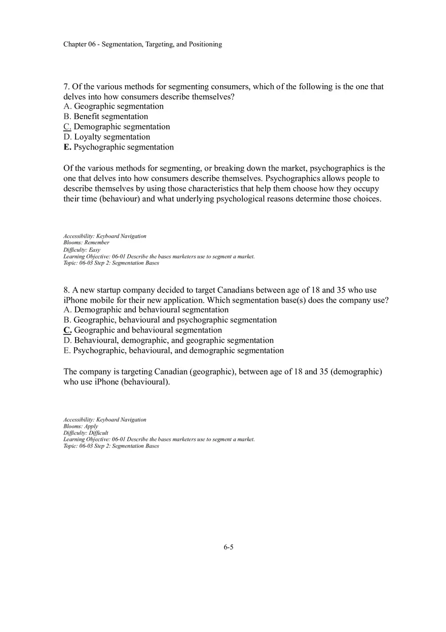 Segmentation, Targeting, and Positioning Multiple Choice  Part 1 - Page 3