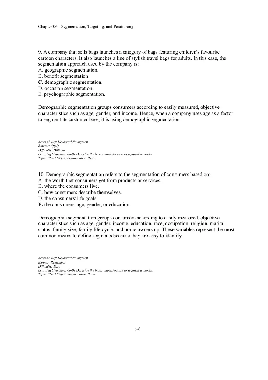 Segmentation, Targeting, and Positioning Multiple Choice  Part 1 - Page 4