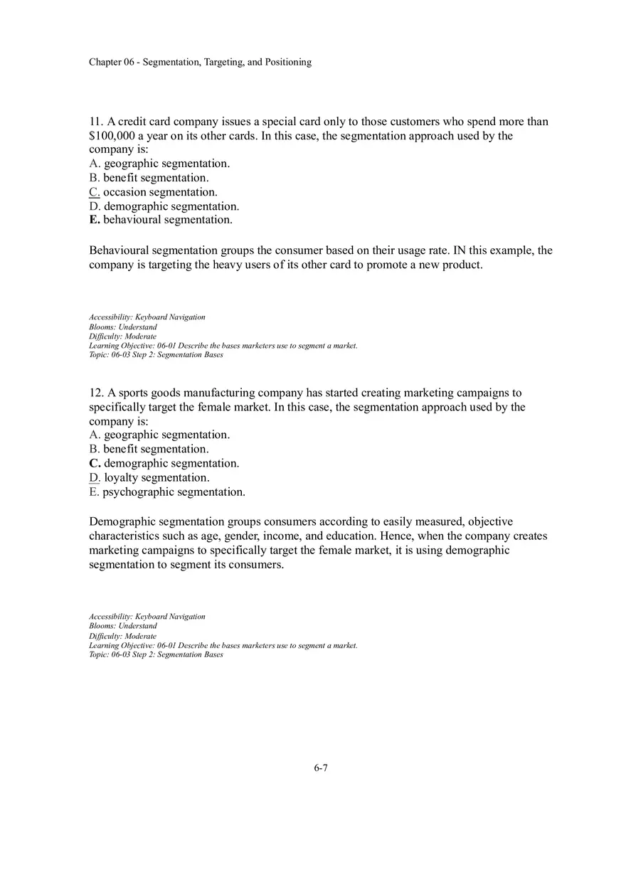 Segmentation, Targeting, and Positioning Multiple Choice  Part 1 - Page 5
