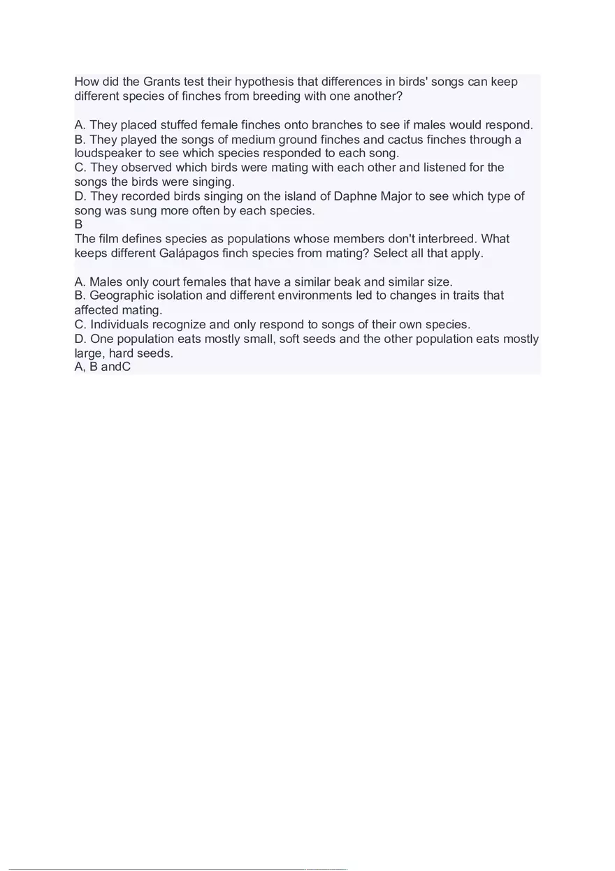 Biology Diversity Questions - Page 2