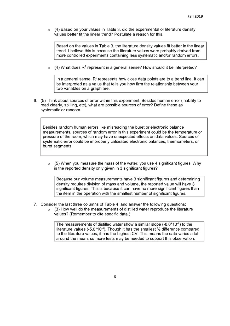 Experiment 1 Mass Volume and Density - Page 6