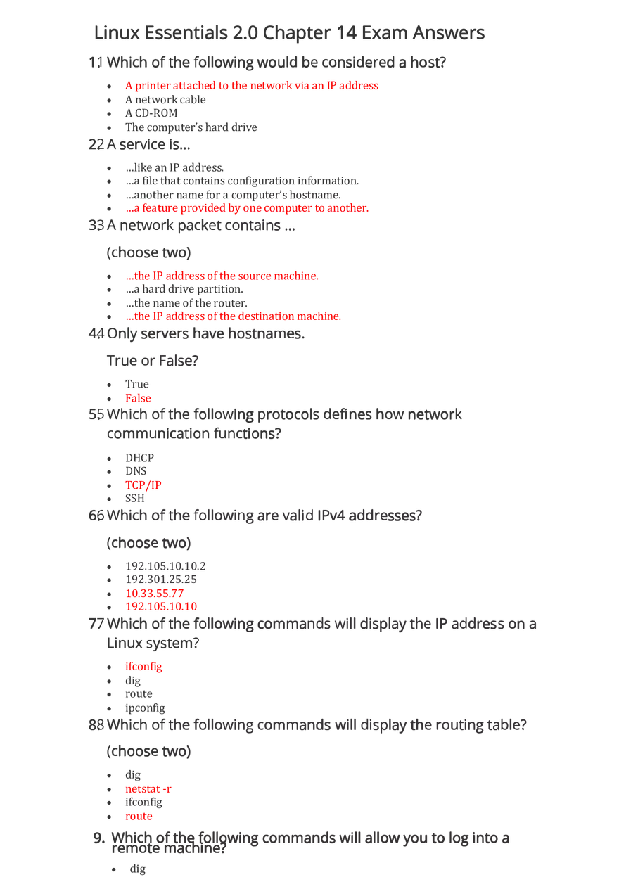 Linux Essentials 2.0 Chapter 14 Exam Answers - Page 1