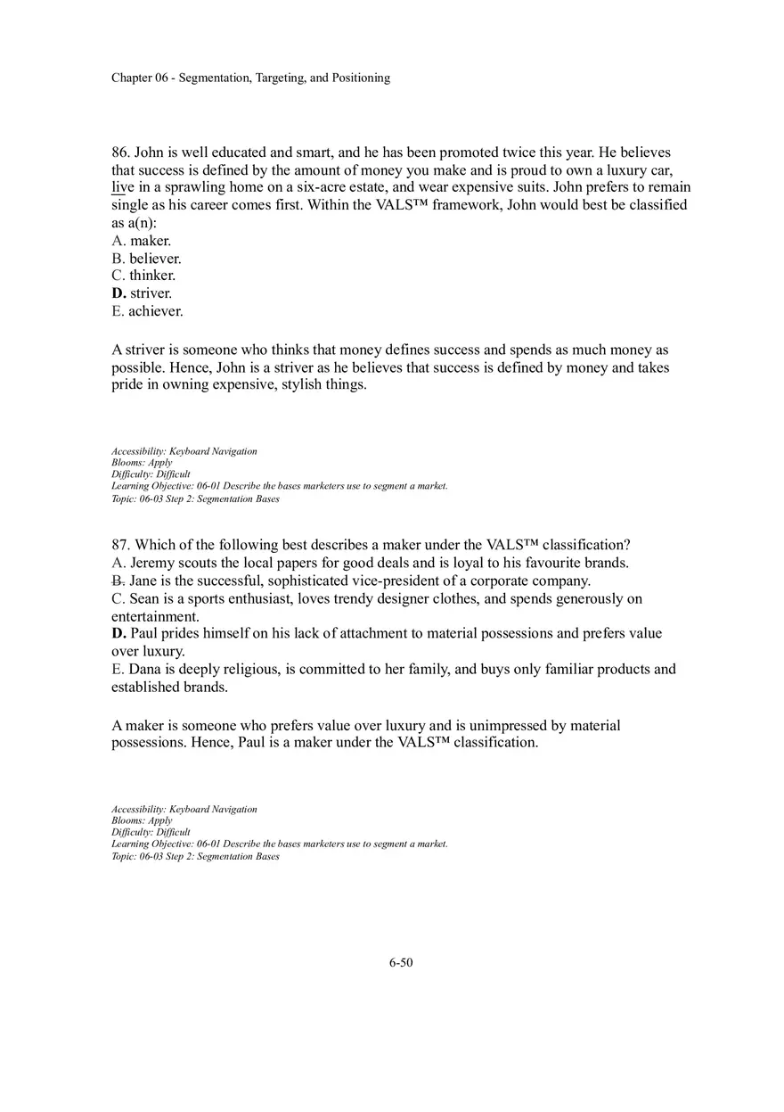 Segmentation, Targeting, and Positioning Multiple Choice  Part 5 - Page 9