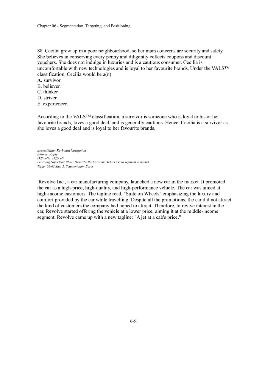 Segmentation, Targeting, and Positioning Multiple Choice  Part 5 - Page 10