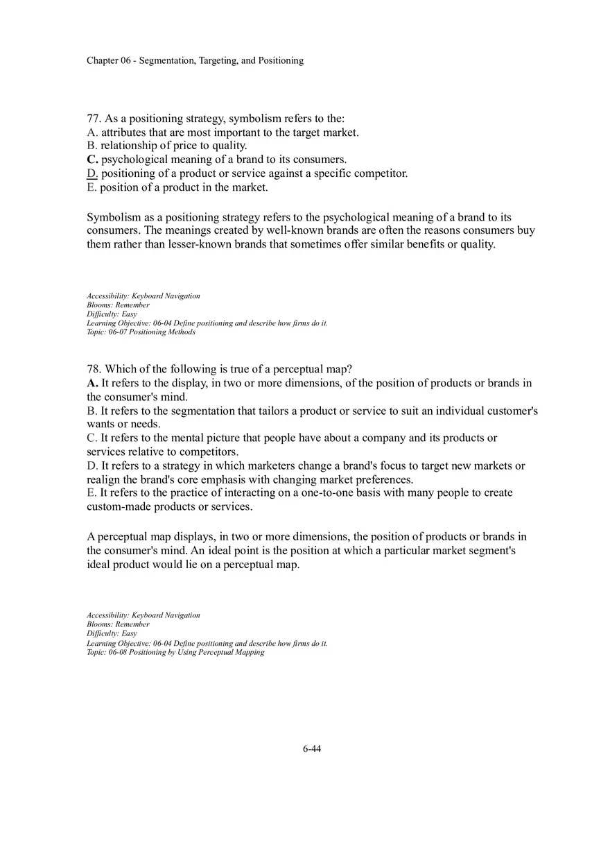 Segmentation, Targeting, and Positioning Multiple Choice  Part 5 - Page 1