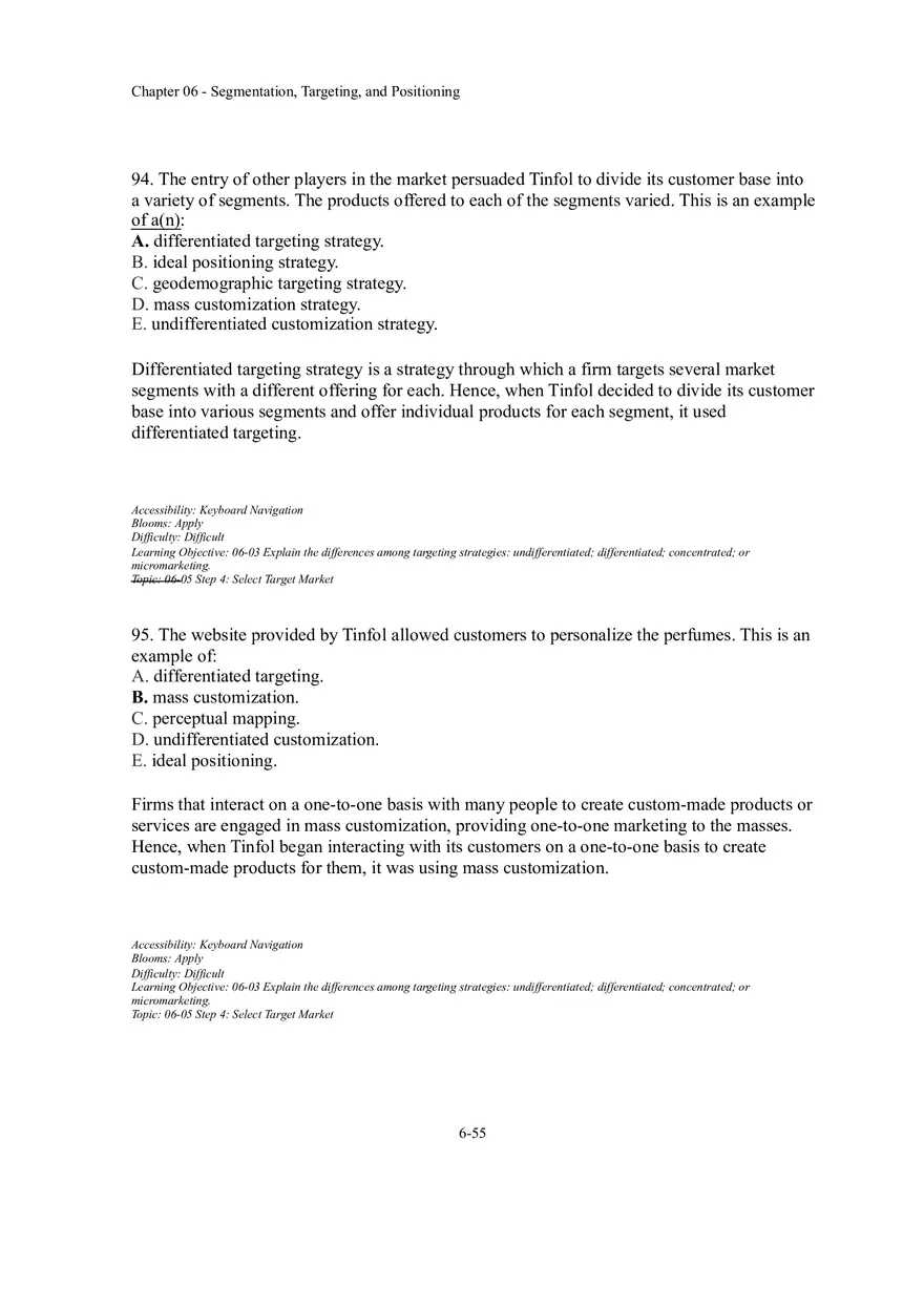 Segmentation, Targeting, and Positioning Multiple Choice  Part 5 - Page 4