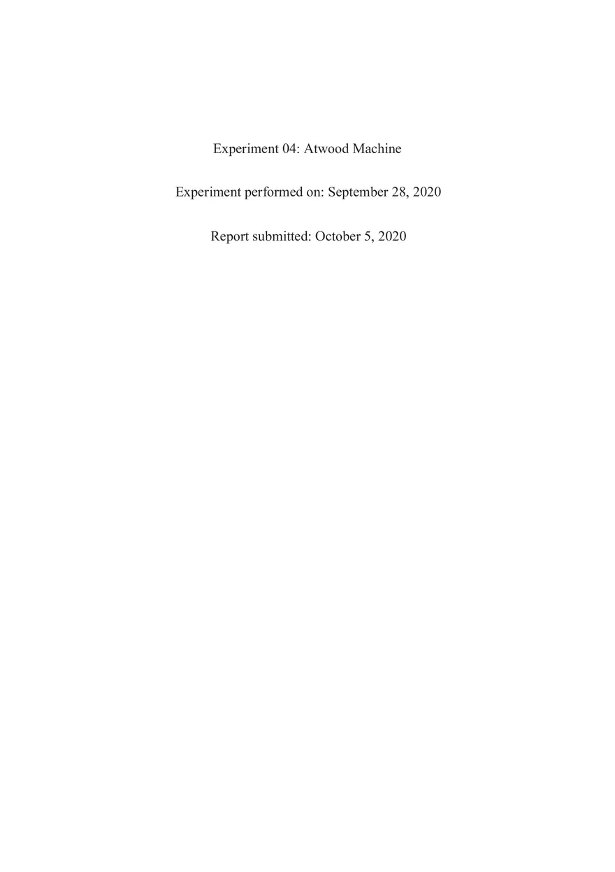 Experiment 04 Atwood Machine - Page 1